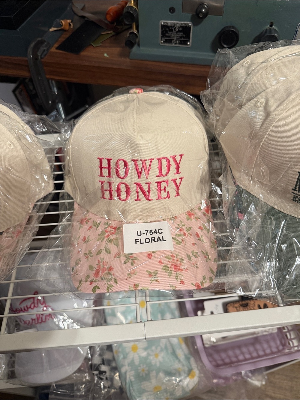 Howdy Honey Floral Baseball Cap - Pink & Cream